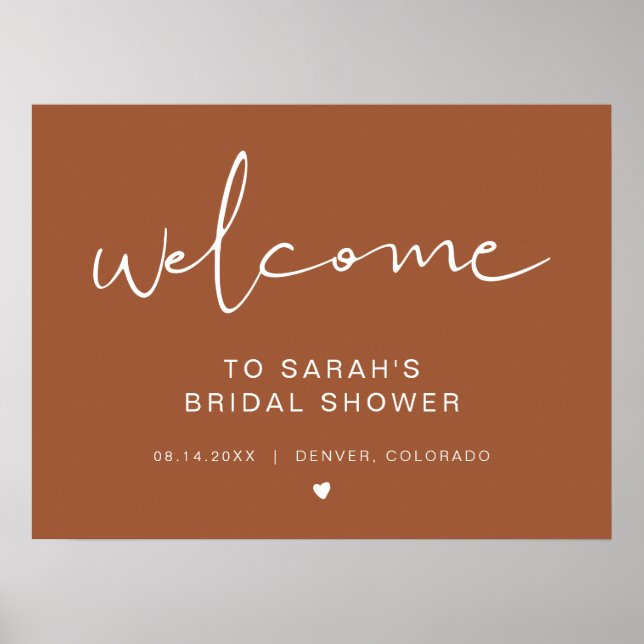 CORIANDER Boho Terracotta Bridal Shower Welcome Poster (Front)