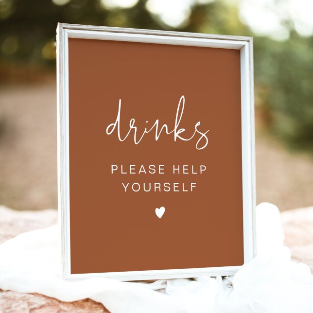 CORIANDER Boho Terracotta Drinks Bar Poster (Creator Uploaded)