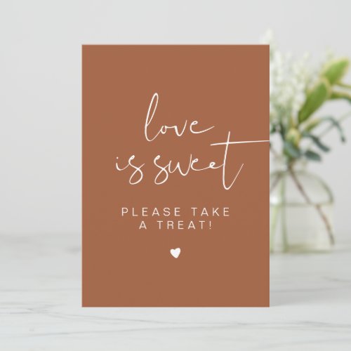 CORIANDER Boho Terracotta Love is Sweet Favor Sign Invitation