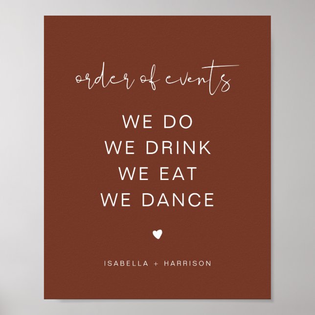 CORIANDER Rust Wedding Order of Events Poster (Front)