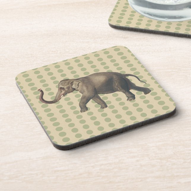 Coriander Spice Moods Dots with Elephant Beverage Coaster (Left Side)