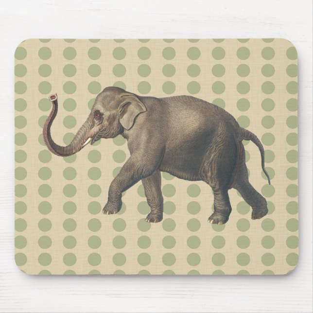 Coriander Spice Moods Dots with Elephant Mouse Pad (Front)