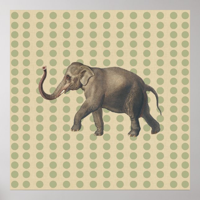 Coriander Spice Moods Dots with Elephant Poster (Front)