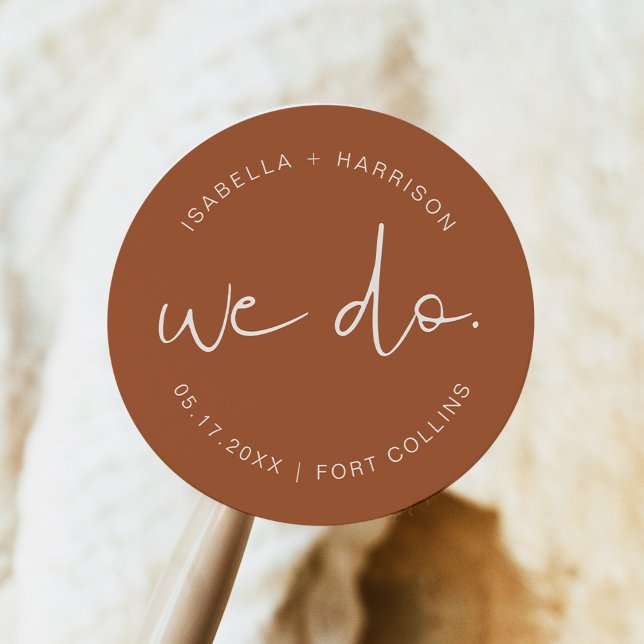 CORIANDER Terracotta Burnt Orange Boho Wedding Classic Round Sticker (Creator Uploaded)