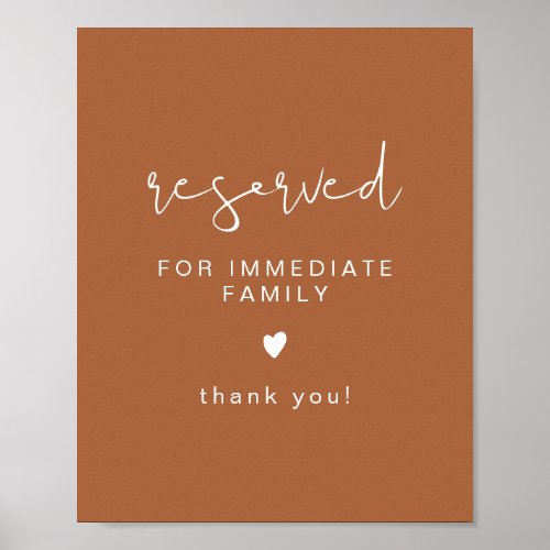 CORIANDER Terracotta Wedding Reserved Seating Sign