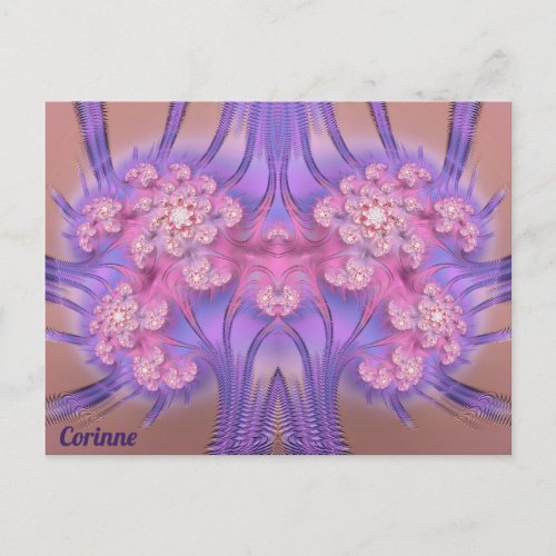 CORINNE  Pastel Pink and Purple 3D Design   Postcard