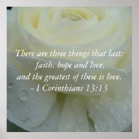 Corinthians 13:13 Bible Verse White Rose Print