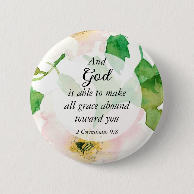 Corinthians Bible Scripture Honeybee Flower Button (Front)
