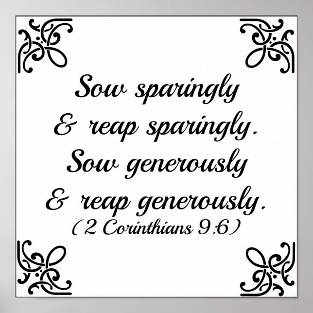 Corinthians Bible sow sparingly and reap sparingly Poster (Front)