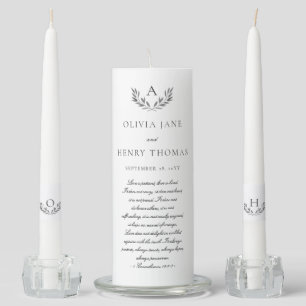 Corinthians Bible Verse Elegant Monogram Christian Unity Candle Set