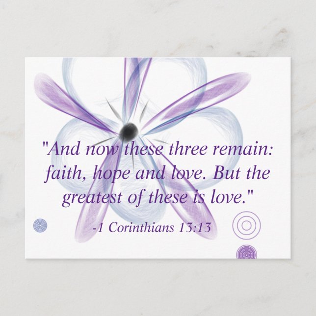 Corinthians Bible Verse Flower Art Postcards (Front)