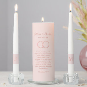 Corinthians Bible Verse Rose Gold Wedding Monogram Unity Candle Set