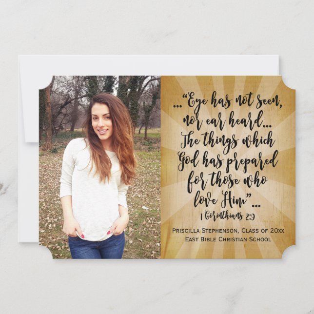 Corinthians Christian Bible Verse Photo Graduation Invitation (Front)