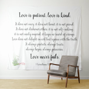 Corinthians Verse, Love is Patient (with poppies) Tapestry