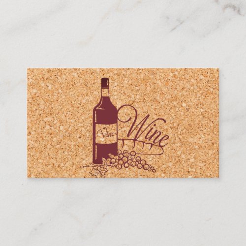 Cork and Wine Bottle Vino Business Card