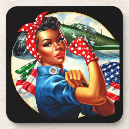 Cork Backed Coaster _ Rosie the Riveter Christmas