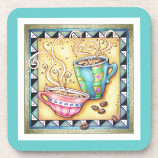 CORK BACKED COASTERS - COOL BEANS! COFFEE ART