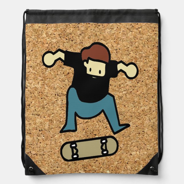cork background skateboard drawstring bag (Front)