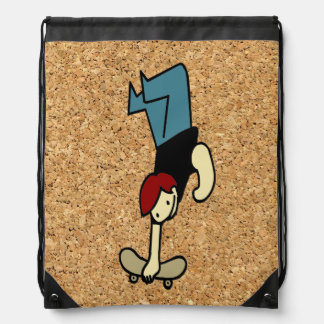 cork background skateboard drawstring bag