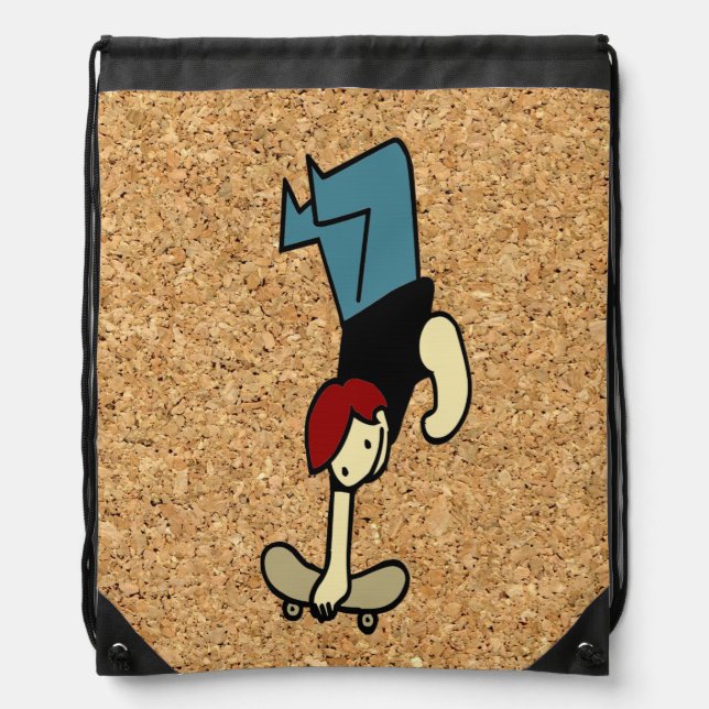 cork background skateboard drawstring bag (Front)