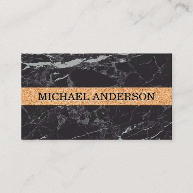 Cork Banner | Black Marble Business Card (Front)