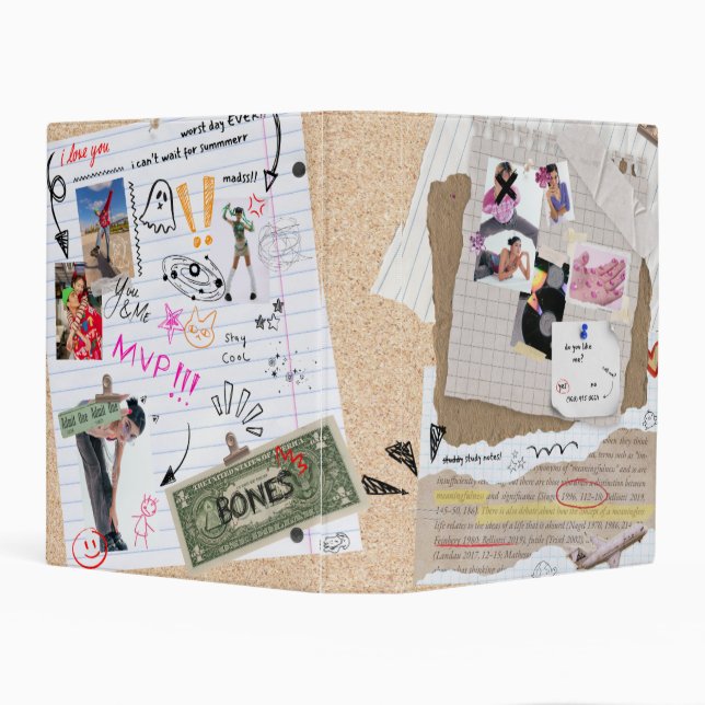 Cork Board Covered in School Notes Mini Binder (Background)