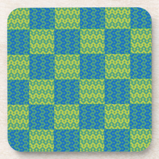 Cork Coaster or Table Mat, Green and Blue Patterns