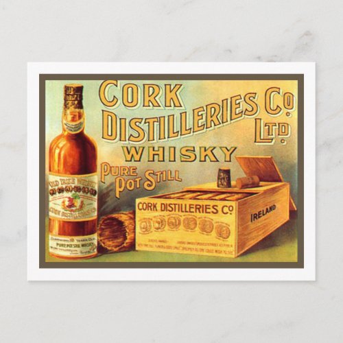 Cork Distilleries Whisky Vintage Ad Postcard