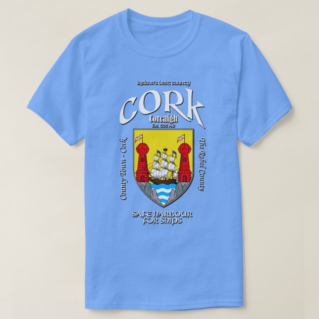 Cork Ireland Irish Crest Coat of Arms T-Shirt (Design Front)