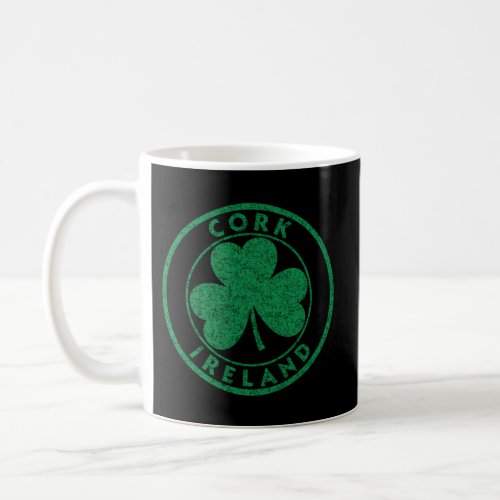 Cork Ireland Shamrock Sign Distressed Green Print Coffee Mug