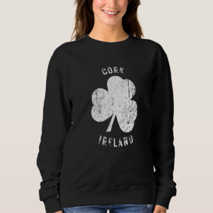 Cork Ireland Vintage Shamrock Distressed Look Sweatshirt