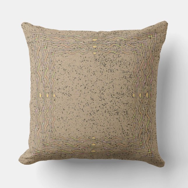 Cork Pattern with Wavy Lines Throw Pillow (Front)