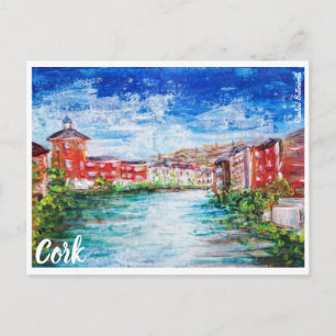 Cork, River Lee painting postcard