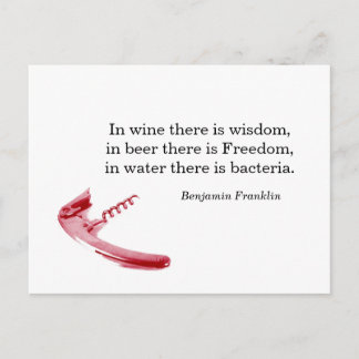 Cork screw wine and beer quote postcard