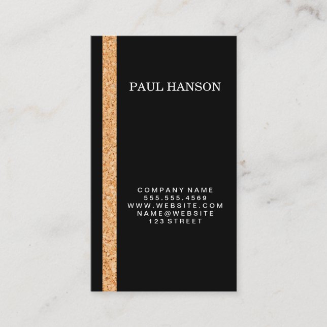 Cork Striped Accent / Black Business Card (Front)
