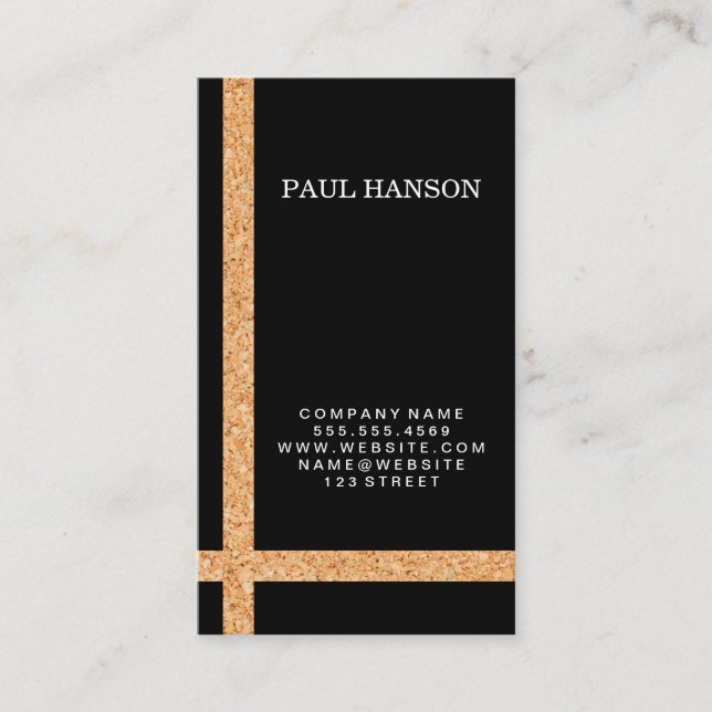Cork Striped Accent / Black / Variation Business Card (Front)
