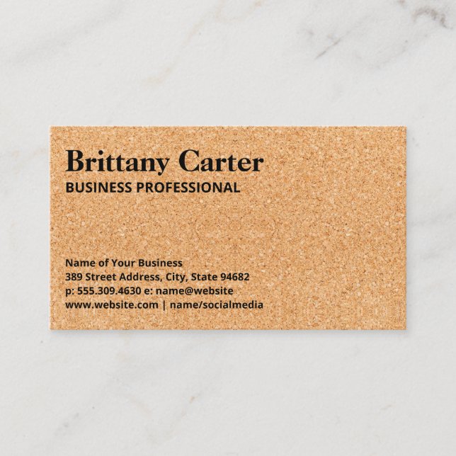 Cork Texture Background Business Card (Front)