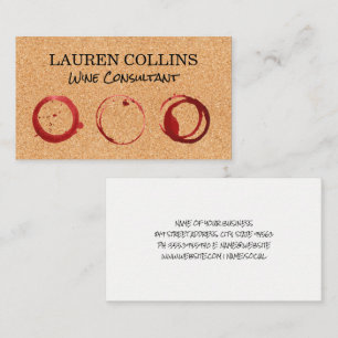 Cork Texture Wine Glass Stains Business Card