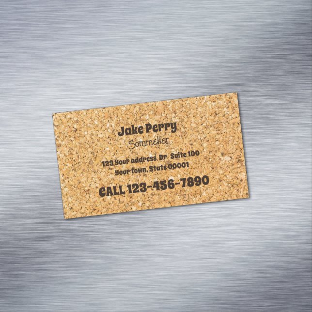 Cork Wine Consultant Business Card Magnet (In Situ)