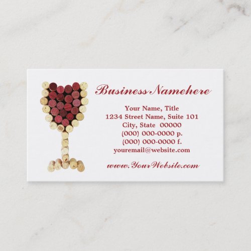 Cork Wine Glass Business Cards