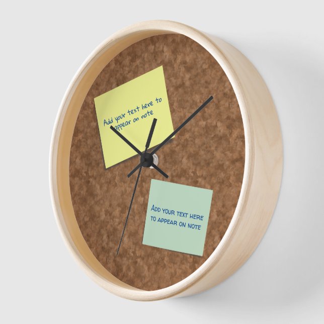 Corkboard Effect with Custom Sticky Notes Office Clock (Angle)