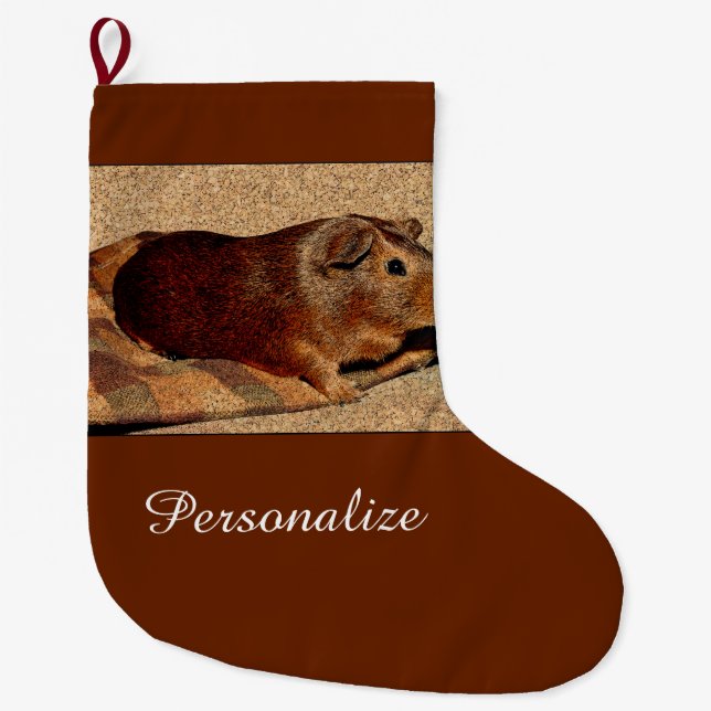 Corkboard Look Guinea Pig Large Christmas Stocking (Front)