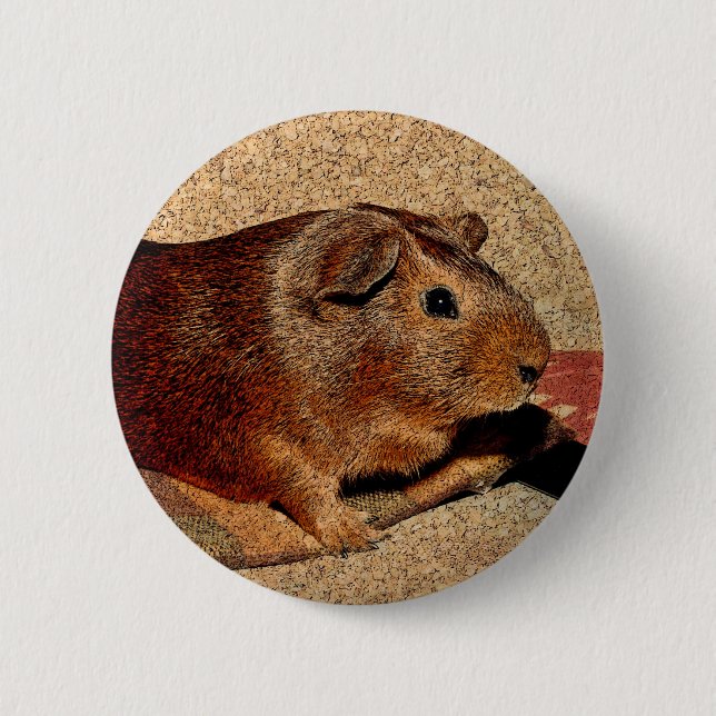 Corkboard Look Guinea Pig Pinback Button (Front)