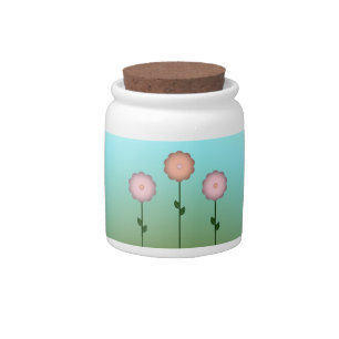 Corked Candy Jar, Cute Spring Flowers Jar