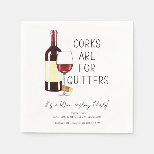 Corks Are For Quitters Watercolor Red Wine Party Napkins