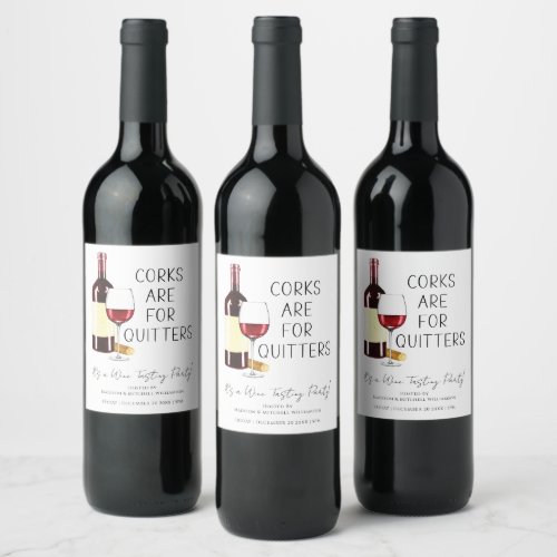 Corks Are For Quitters Watercolor Red Wine Party Wine Label
