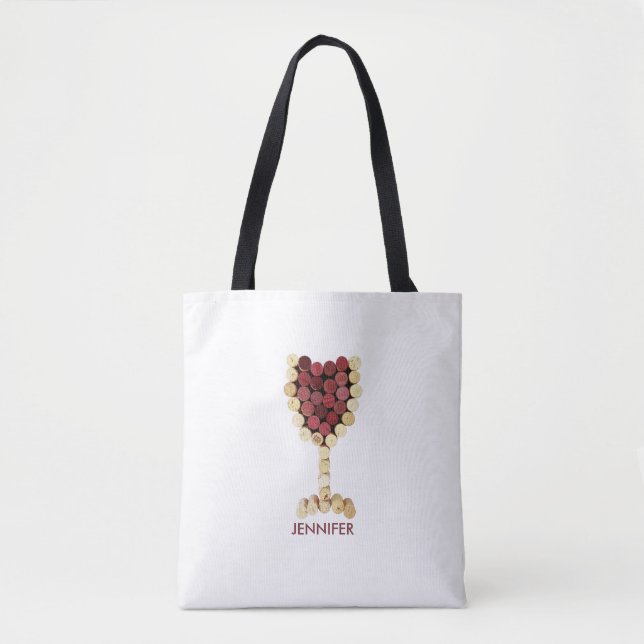 Corks Wine Glass Personalized Tote Bag (Front)