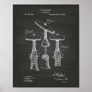 Corkscrew 1883 Patent Art - Chalkboard Poster