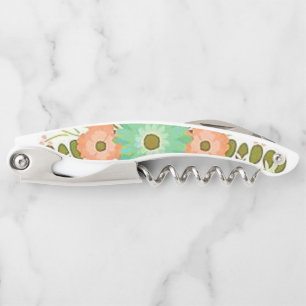 Corkscrew Bottle Opener Floral