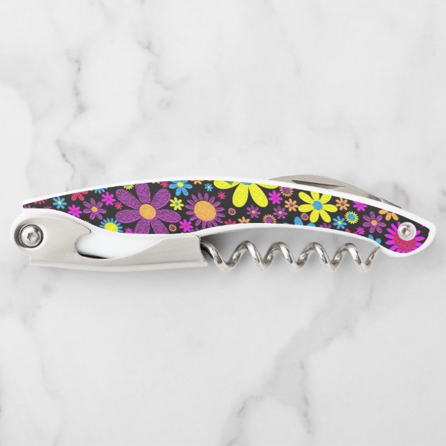 Corkscrew Bottle Opener Floral (Front)